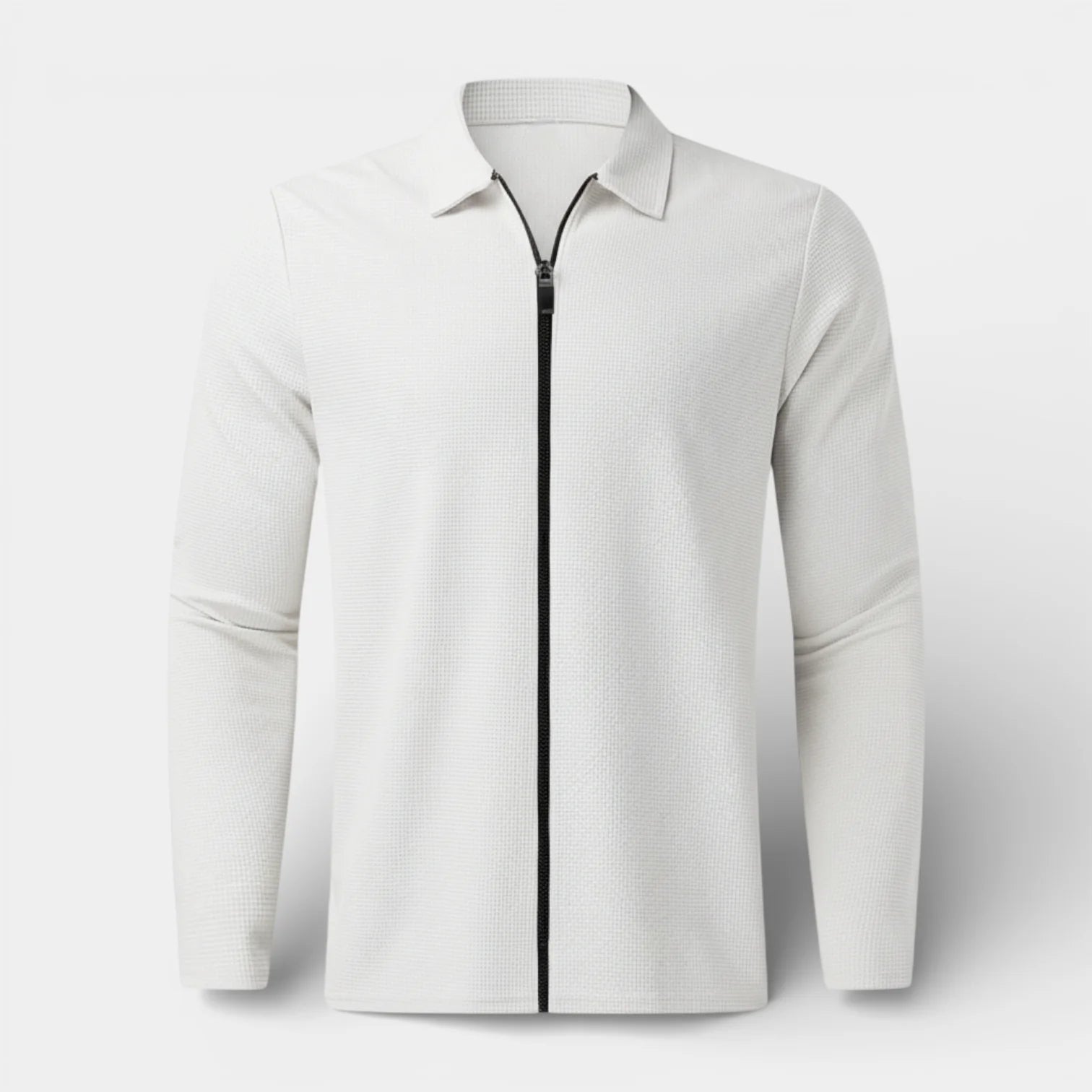 Veste légère pour homme en maille gaufrée avec fermeture éclair et col polo