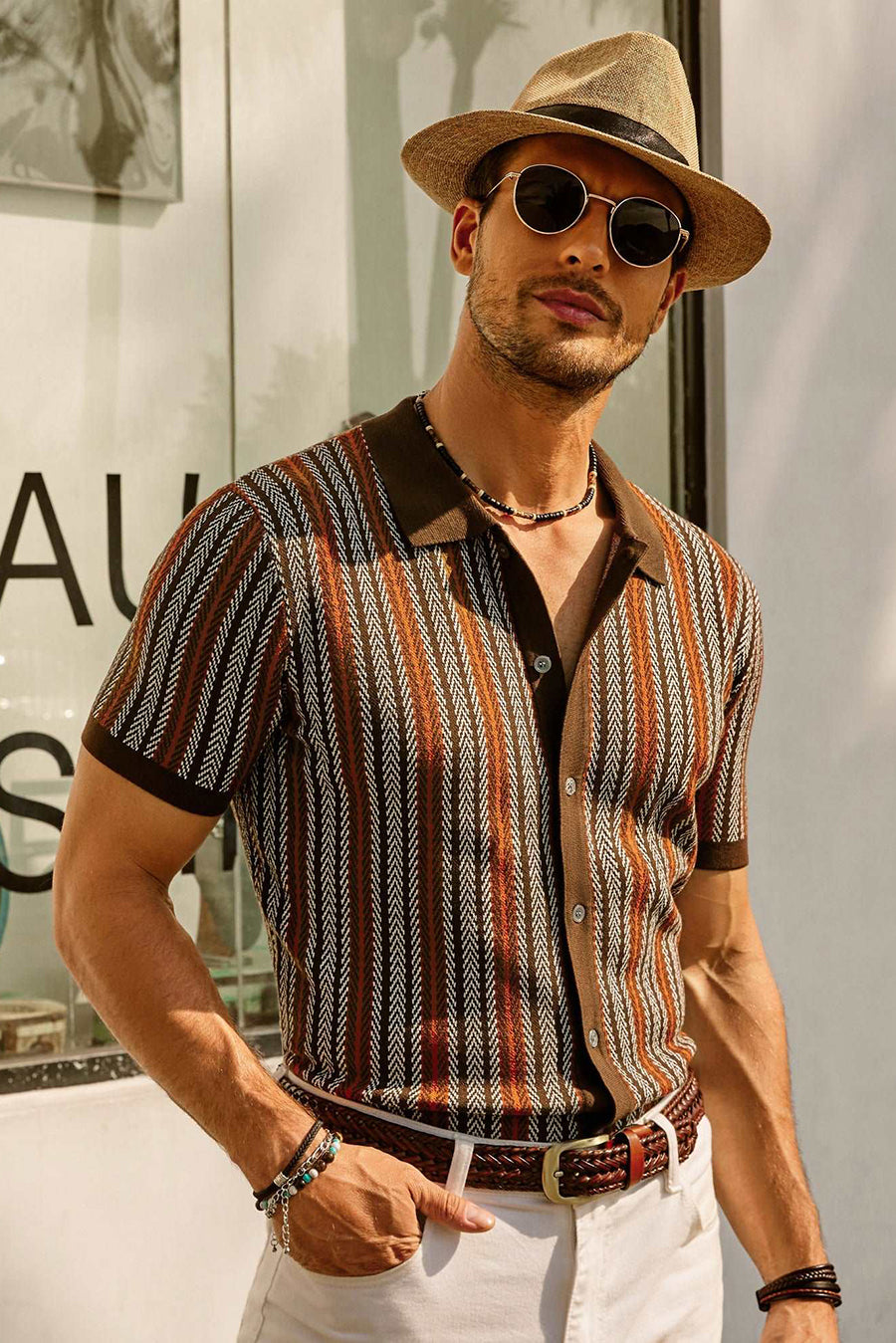 Kortærmet stribet polo-shirt