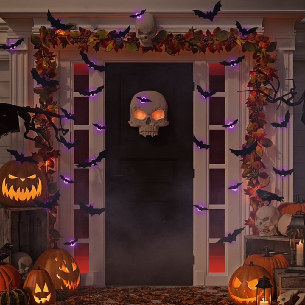 Sada 3D skládacích samolepicích nástěnných dekorací s netopýry na Halloween