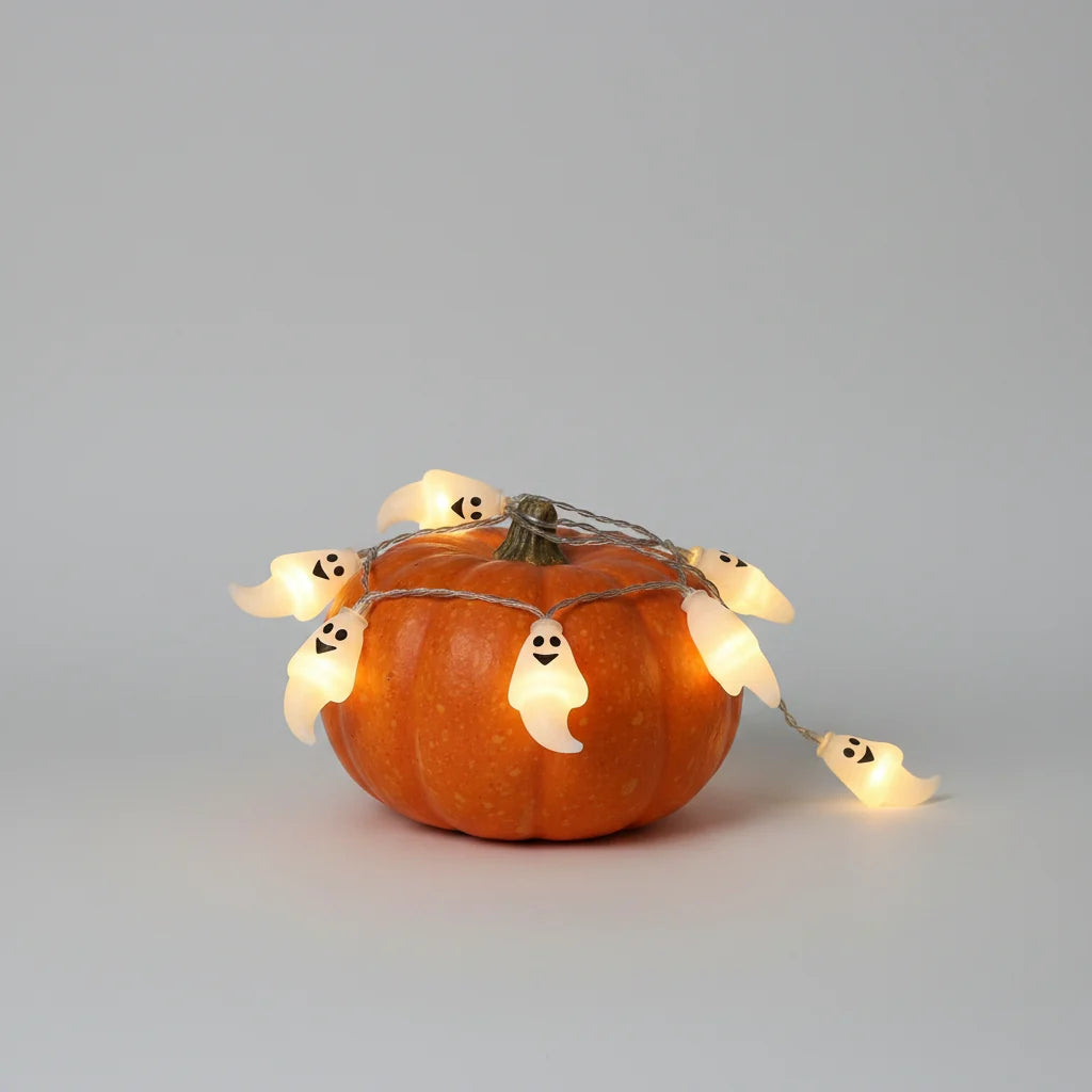 LED girlanda s motivy Halloweenu, světelná dekorace pro noční atmosféru večírku
