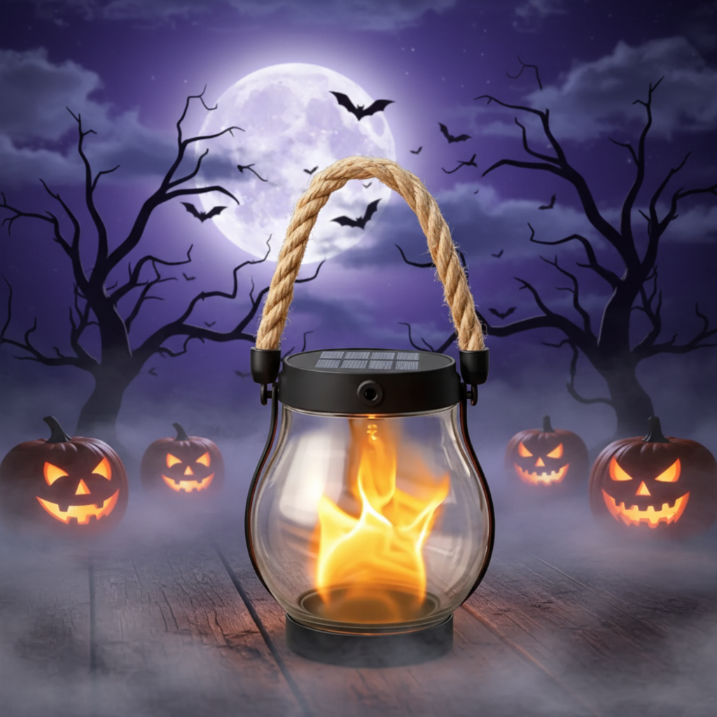 Lanterne Rechargeable Halloween Décoration Extérieure Capteur Automatique Nuit