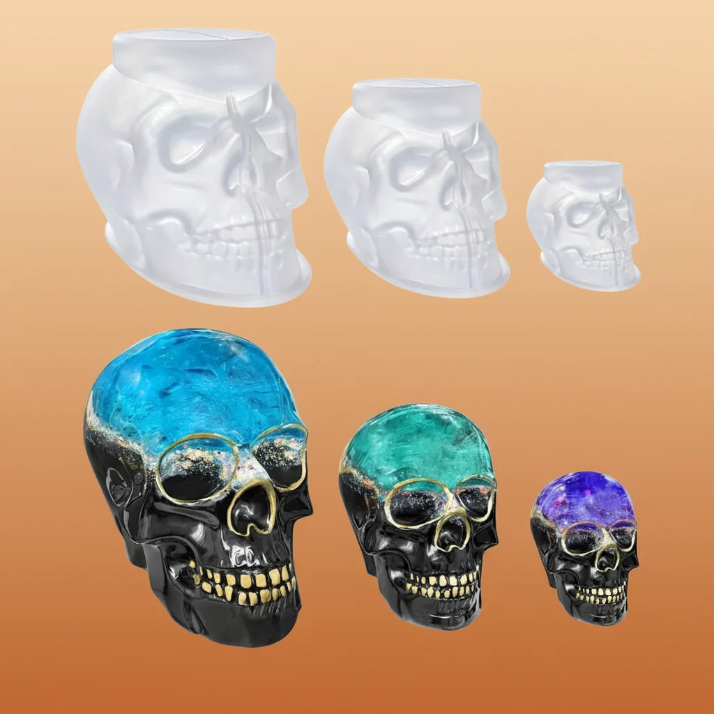 Moule Crâne Silicone 3D Halloween Décoration Bougie Résine Loisir Créatif