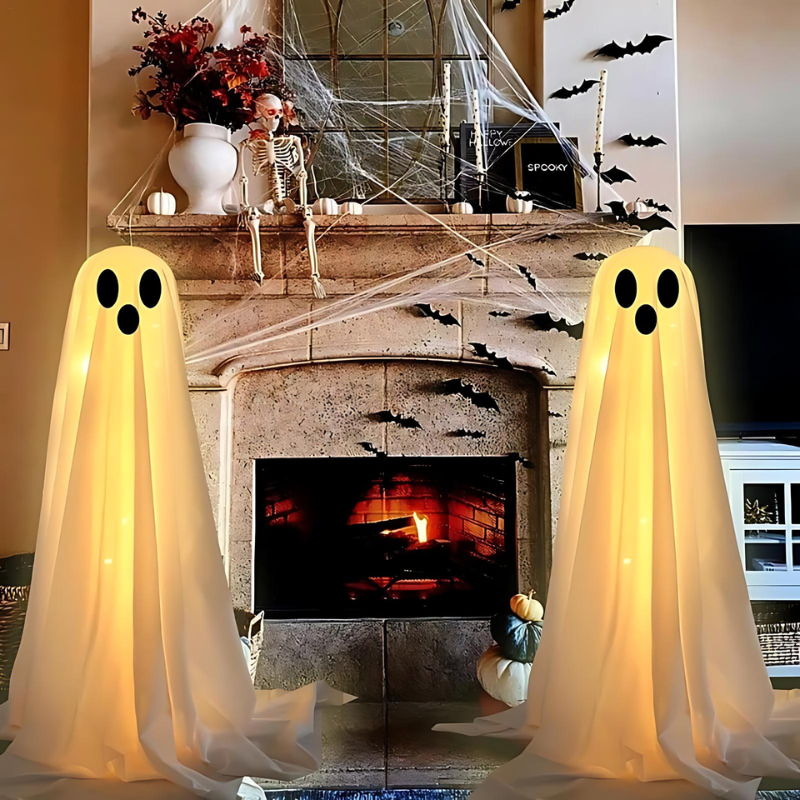 Fantômes Lumineux Halloween Décoration Jardin Extérieur Éclairés Nuit