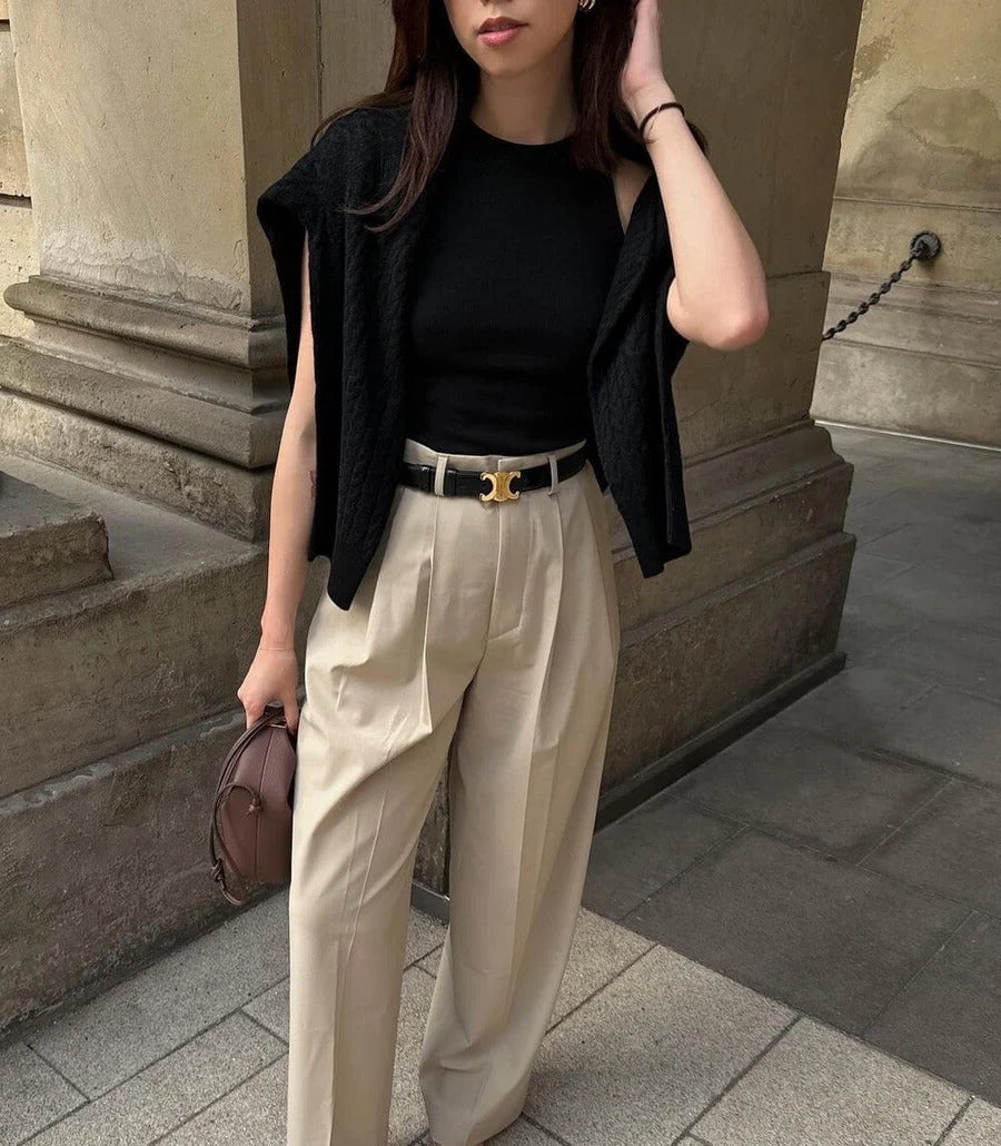 Ceinture en Cuir Véritable pour Femme avec Boucle Ardillon Dorée Ajustable