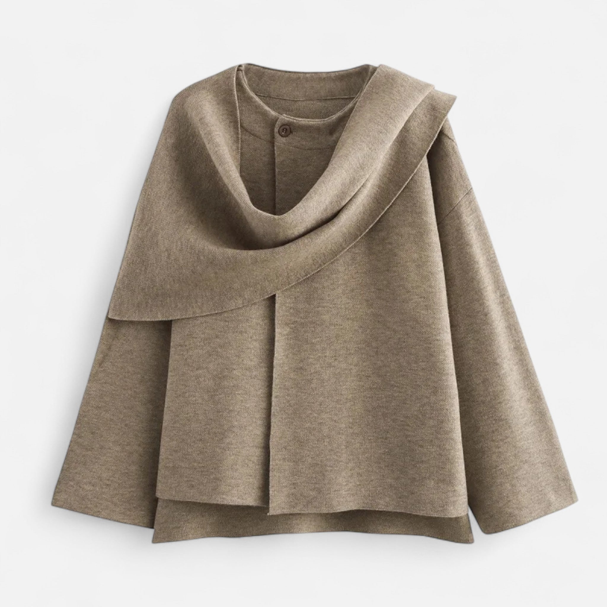 Velclairemode | Women's Mid-Season Jacket with Asymmetrical Scarf