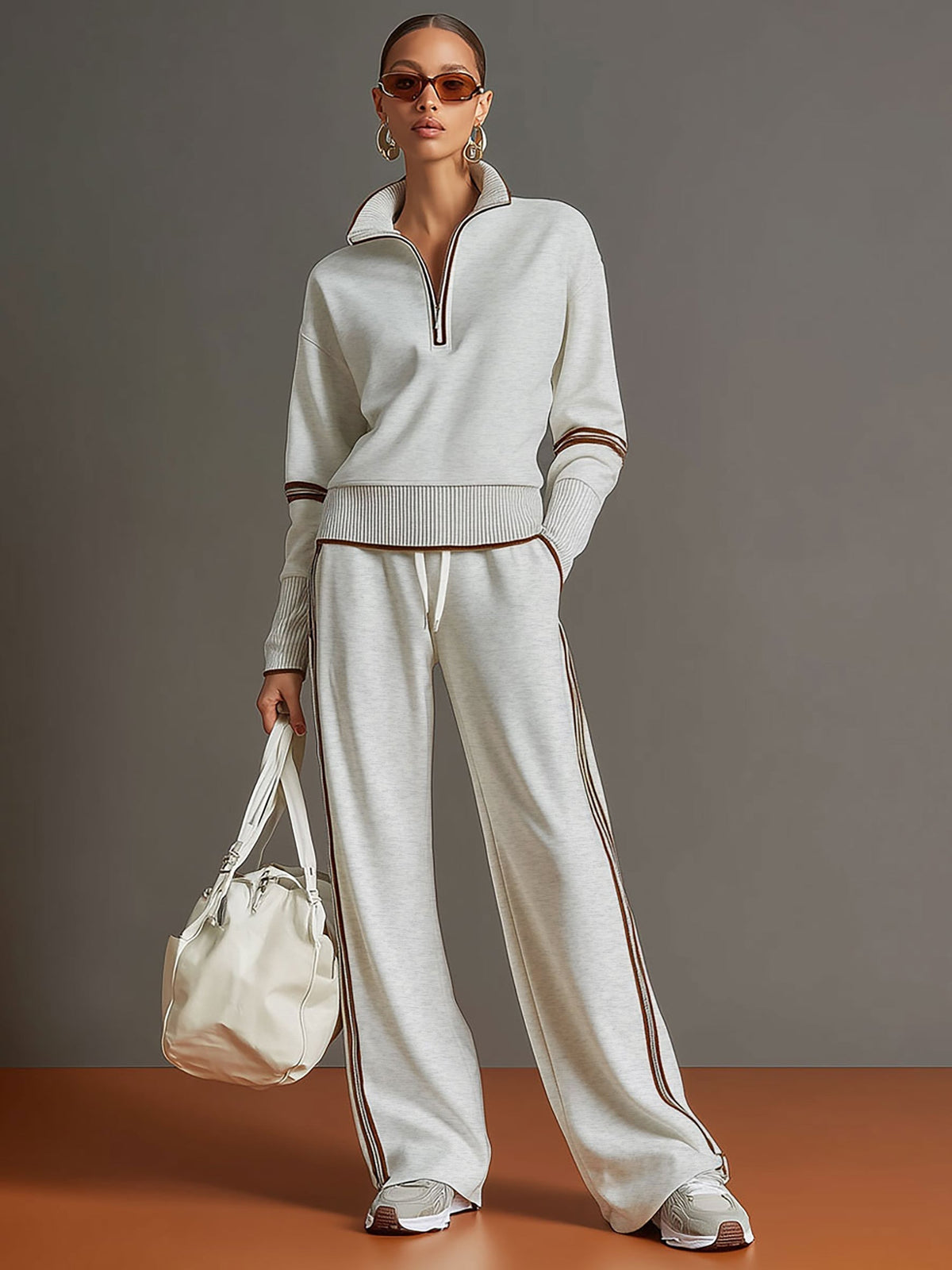 Women's Everyday Blouse and Trousers Set Loose Fit Wide Leg Comfortable