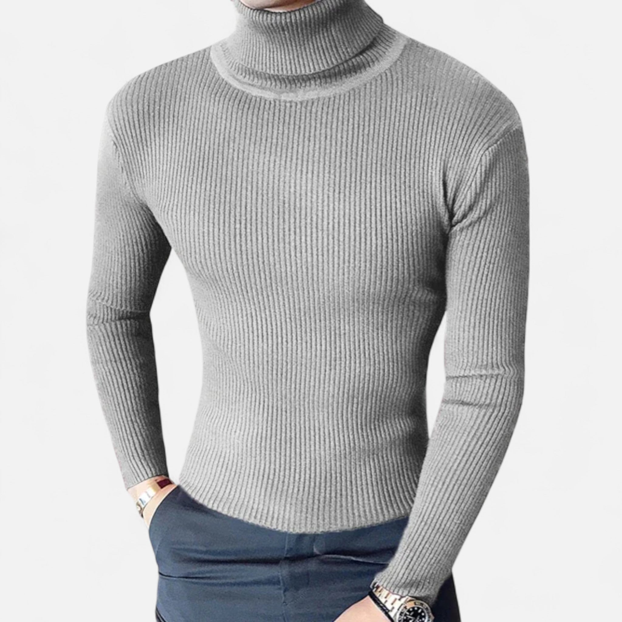 Velclairemode.com | Pull Col Roulé Homme à Manches Longues – Confort Structuré, Élégance Minimaliste