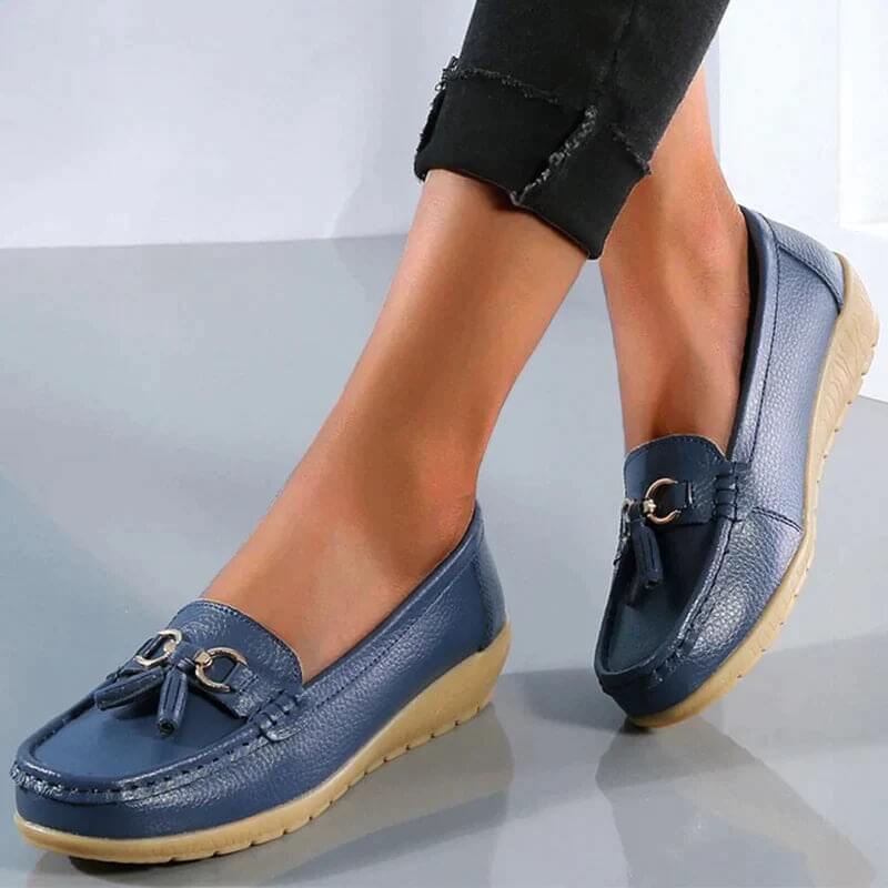 Mocassini in pelle da donna - scarpe basse con frange - quotidiane