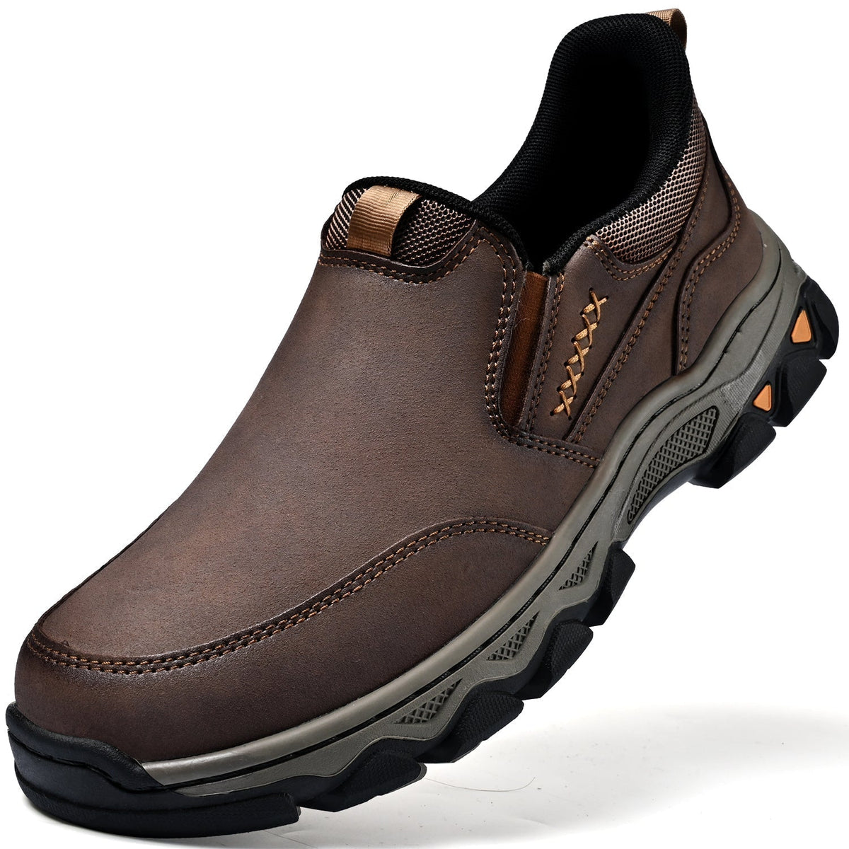 Men's Leather Slip-On Office Shoes with Breathable Lining and Slip-Resistant Sole