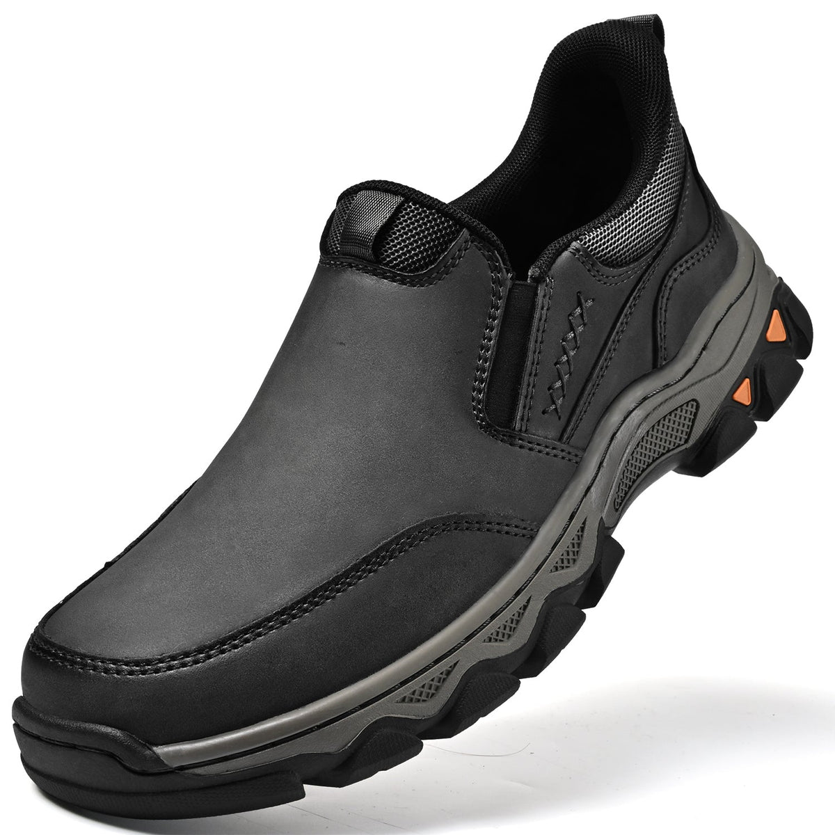 Men's Leather Slip-On Office Shoes with Breathable Lining and Slip-Resistant Sole