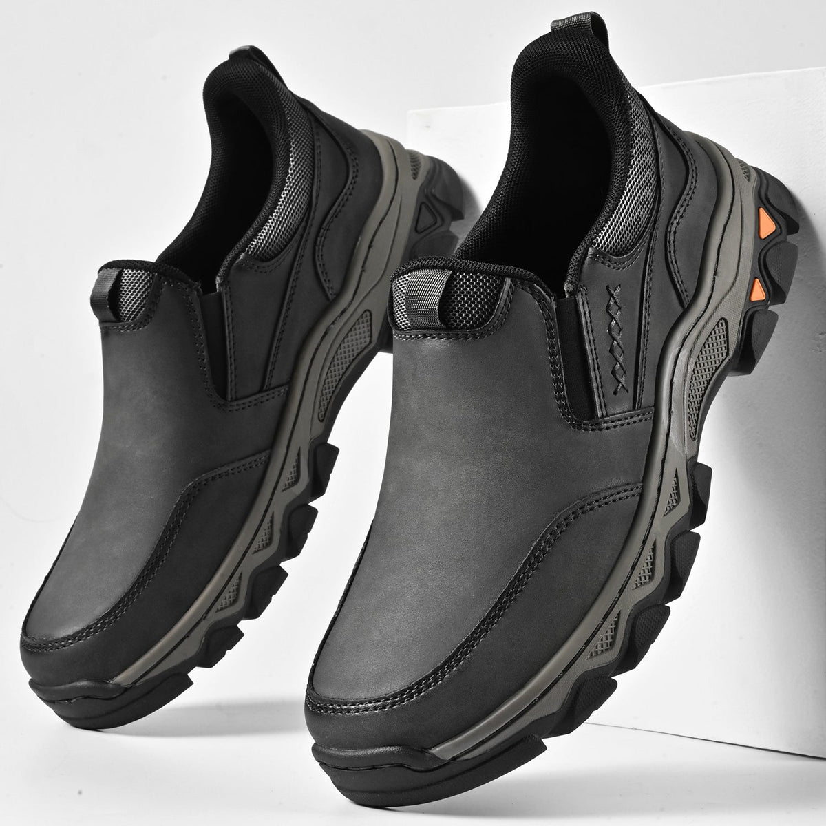 Men's Leather Slip-On Office Shoes with Breathable Lining and Slip-Resistant Sole