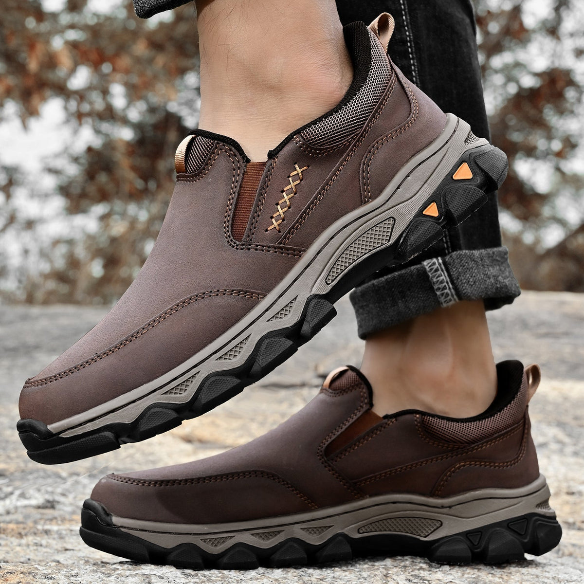 Men's Leather Slip-On Office Shoes with Breathable Lining and Slip-Resistant Sole