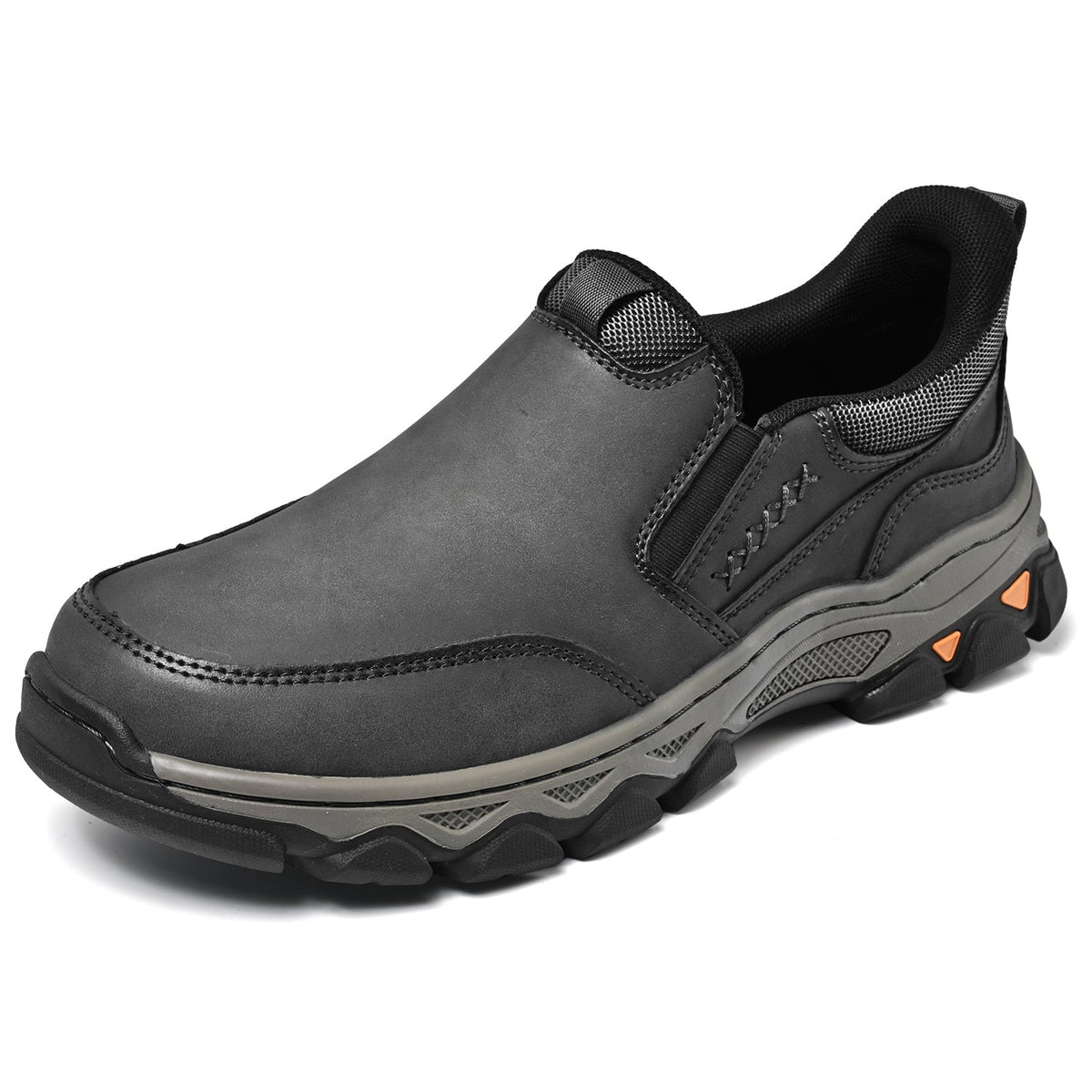 Men's Leather Slip-On Office Shoes with Breathable Lining and Slip-Resistant Sole