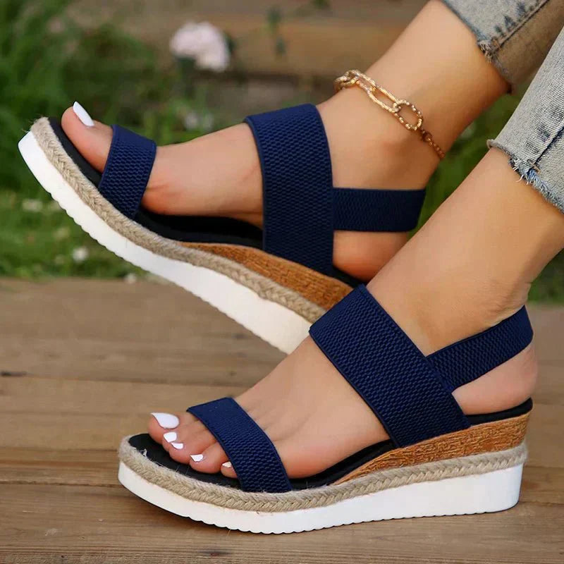 Platform Sandals with Elastic Straps and Lug Sole for Women