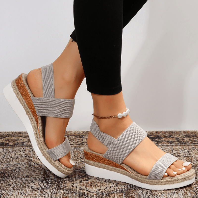 Platform Sandals with Elastic Straps and Lug Sole for Women