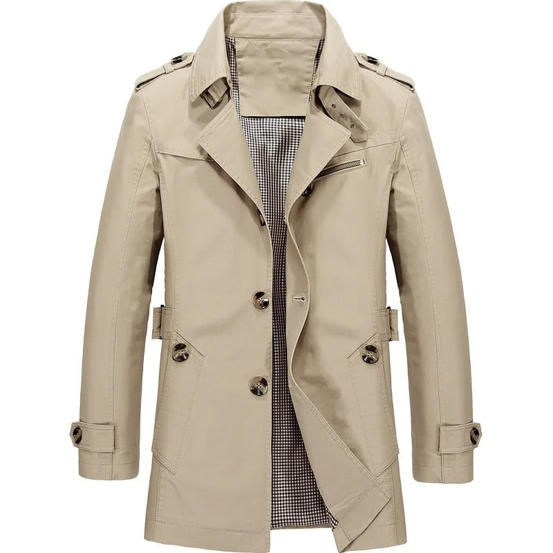 Men's Professional Elegant Waterproof Double-Breasted City Trench Coat