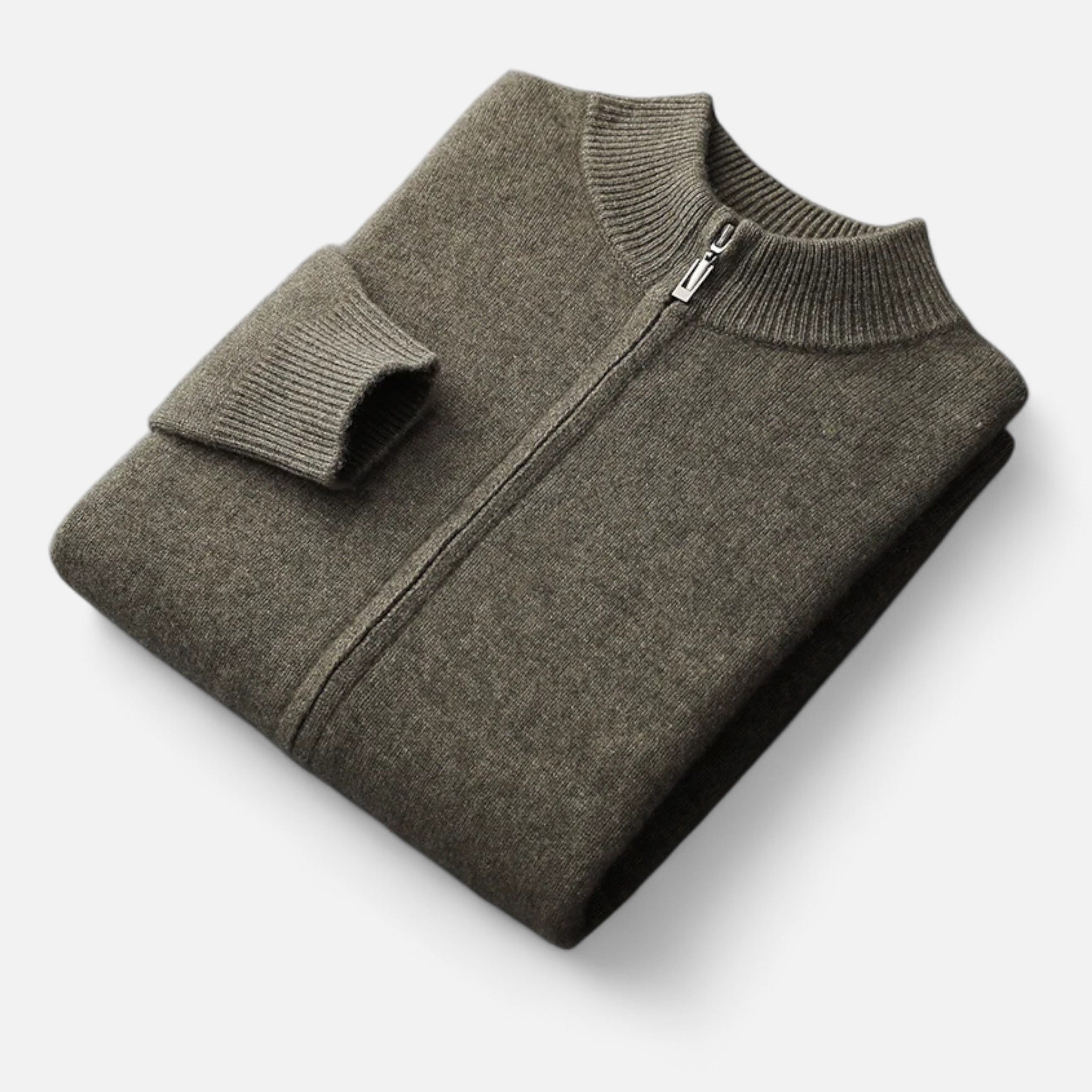 Velclairemode | Men's Merino Wool Cashmere Zip Cardigan
