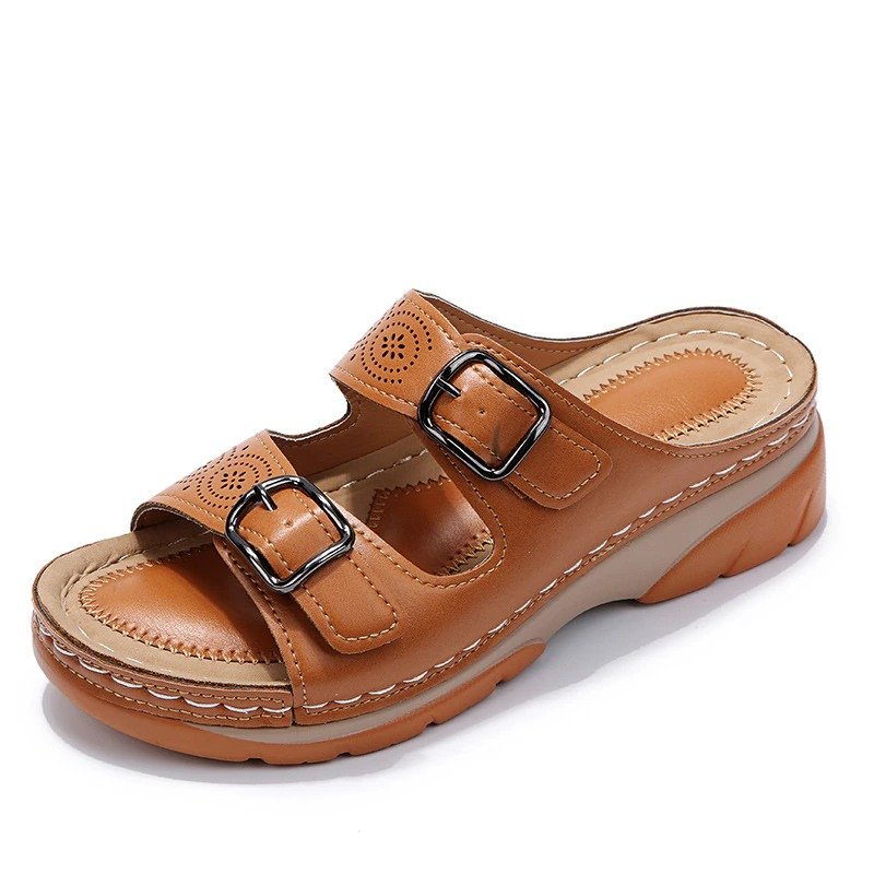 Damesandaler med remme — åben tå og spænder — sommergåture