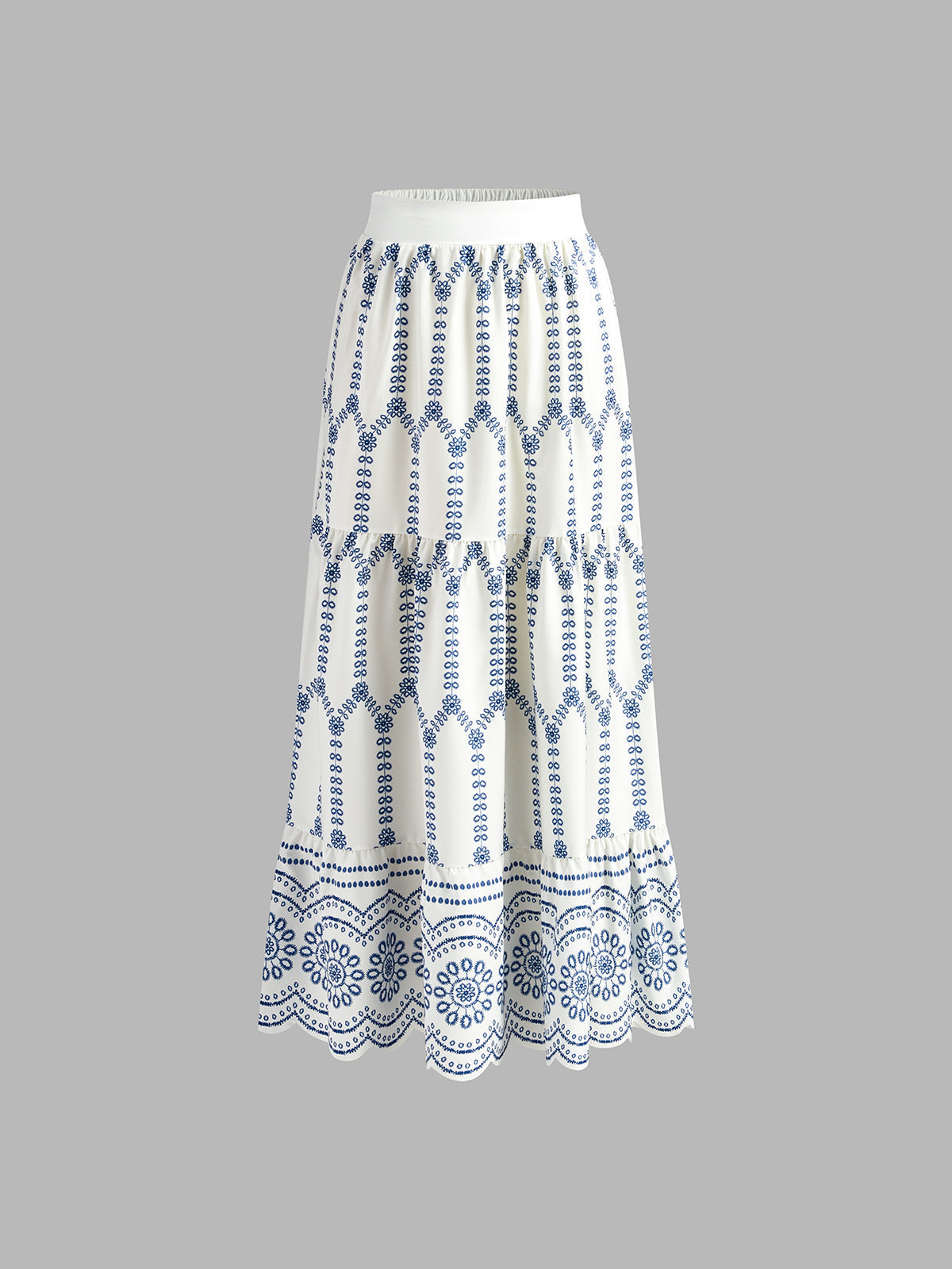 Two-Piece Printed Set with Crop Top and Mid-Length Skirt for Women