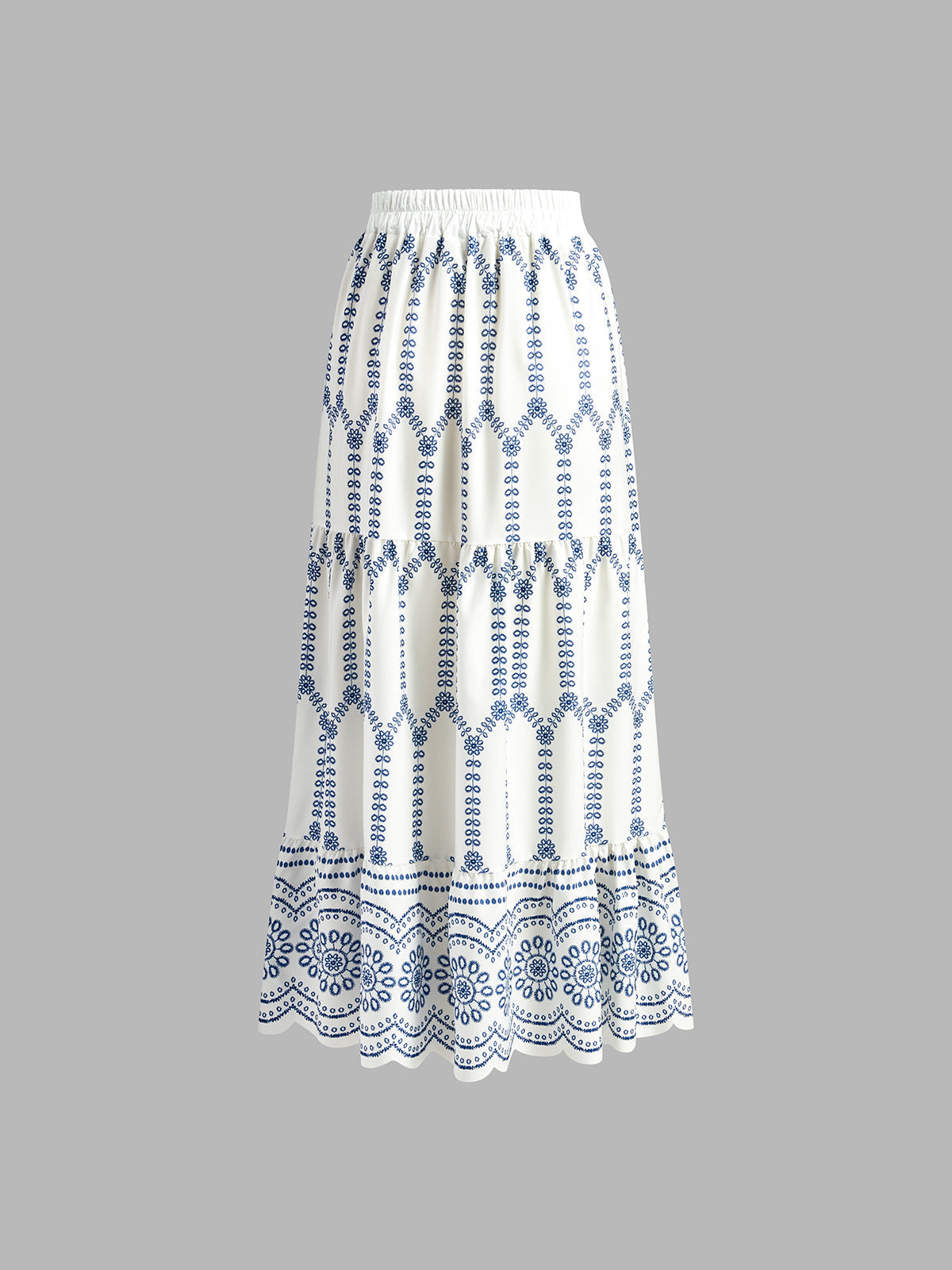 Two-Piece Printed Set with Crop Top and Mid-Length Skirt for Women