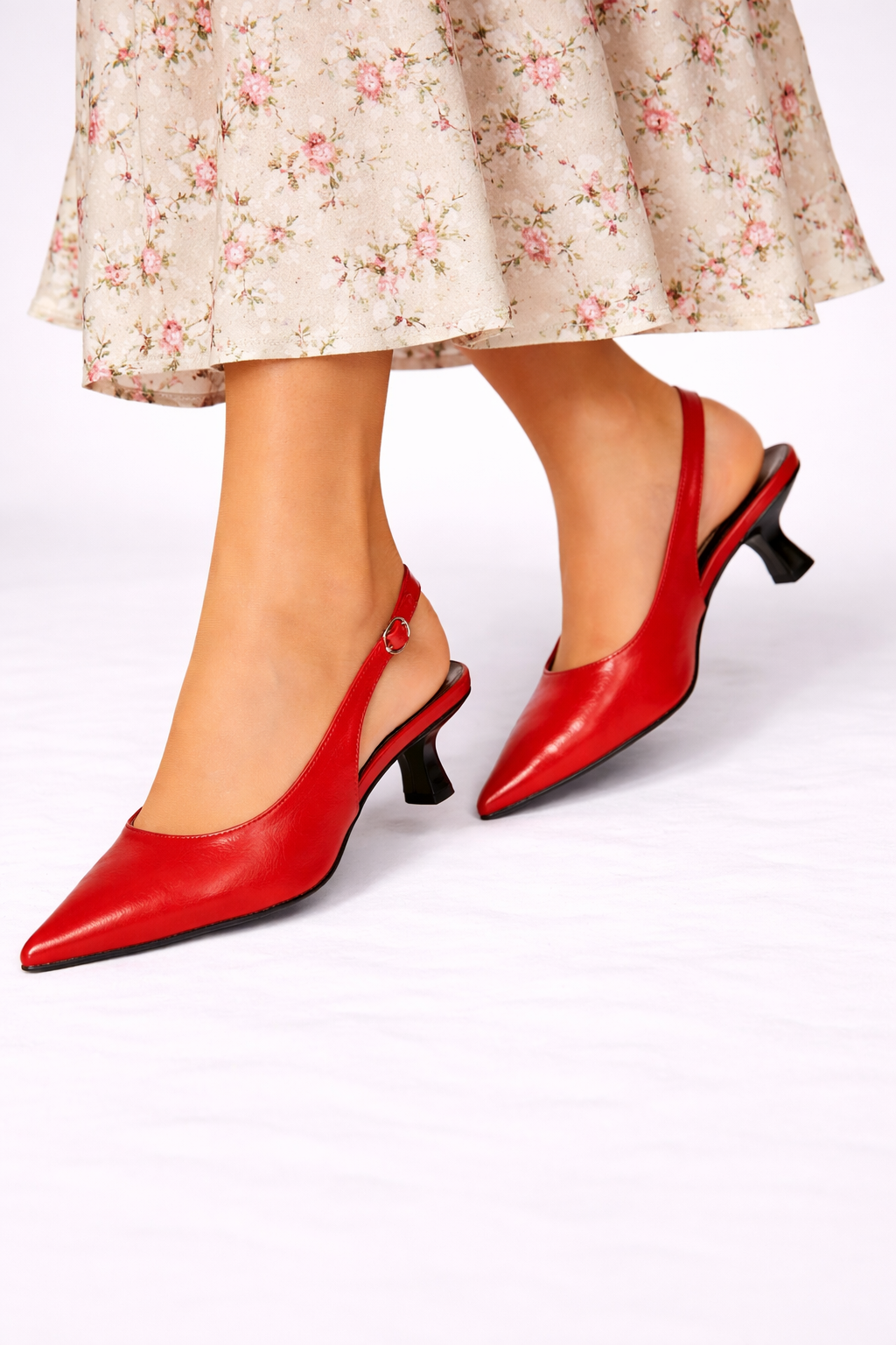 Pantofi cu toc mic Kitten Heel, cu baretă pe spate, pentru femei, pantofi stiletto lacuiți, cu vârf ascuțit