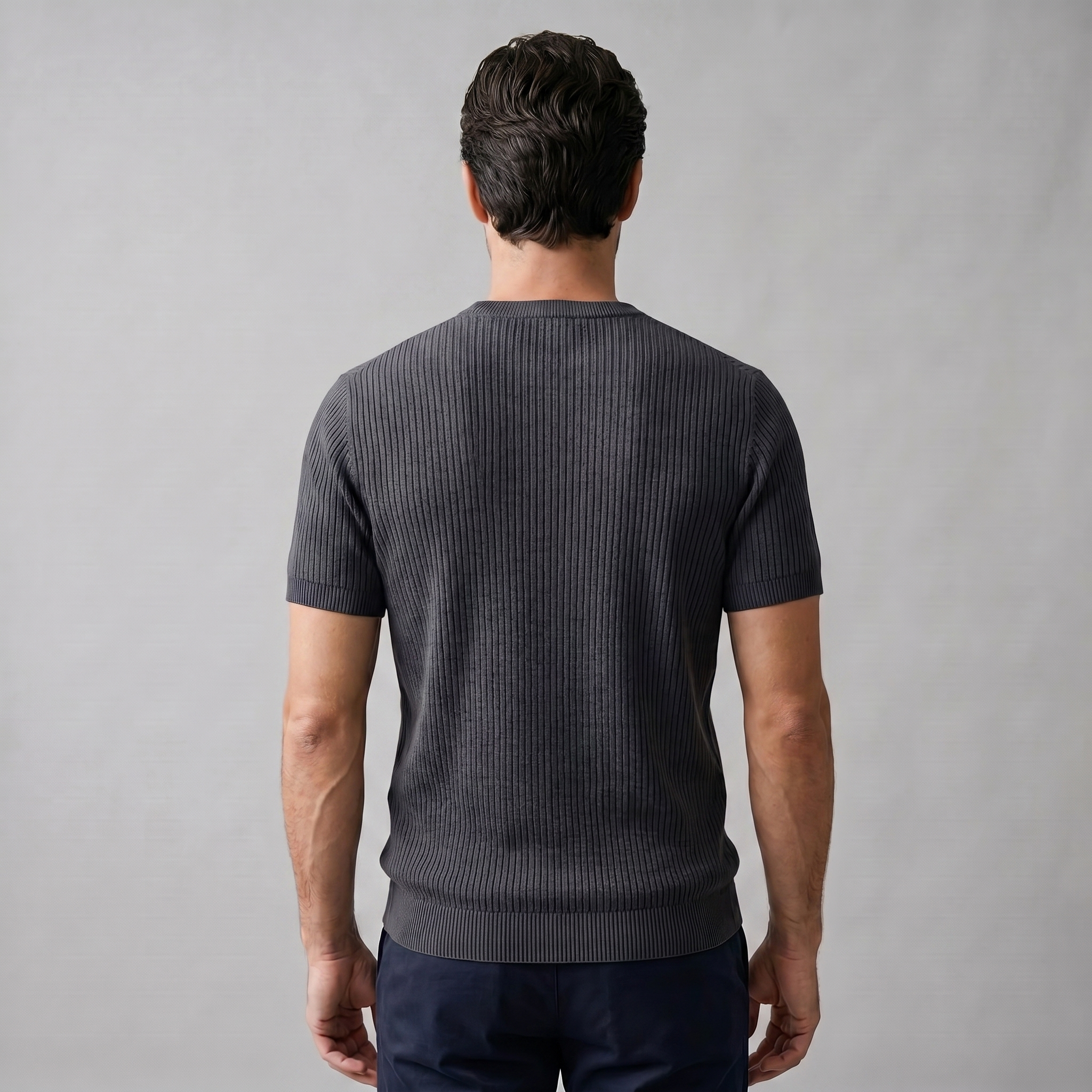 Camiseta de Malha Fina com Gola Redonda