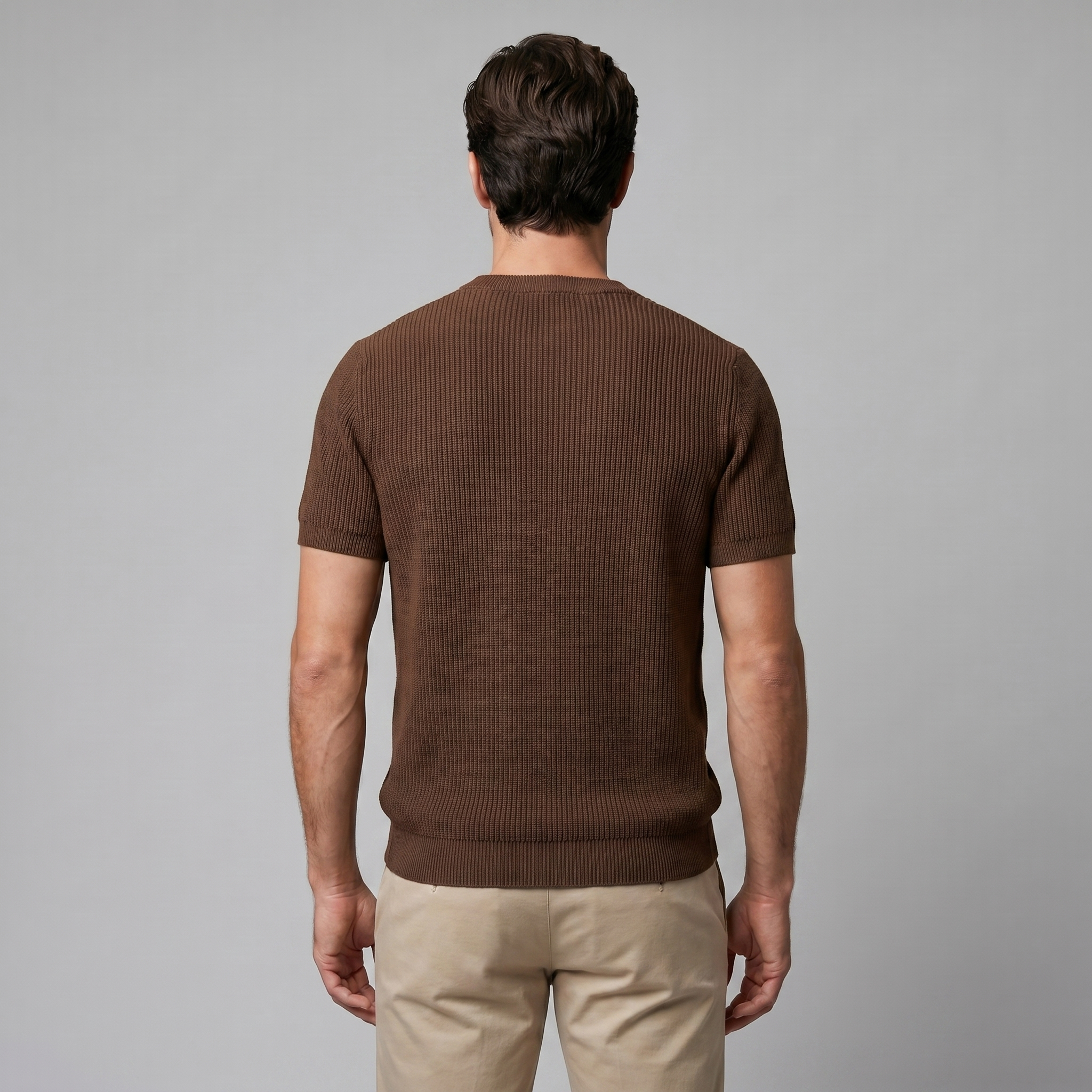 Camiseta de Malha Fina com Gola Redonda