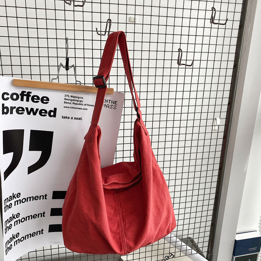 Oversize crossbody taška z bavlněného plátna pro ženy, taška na nákupy a do práce