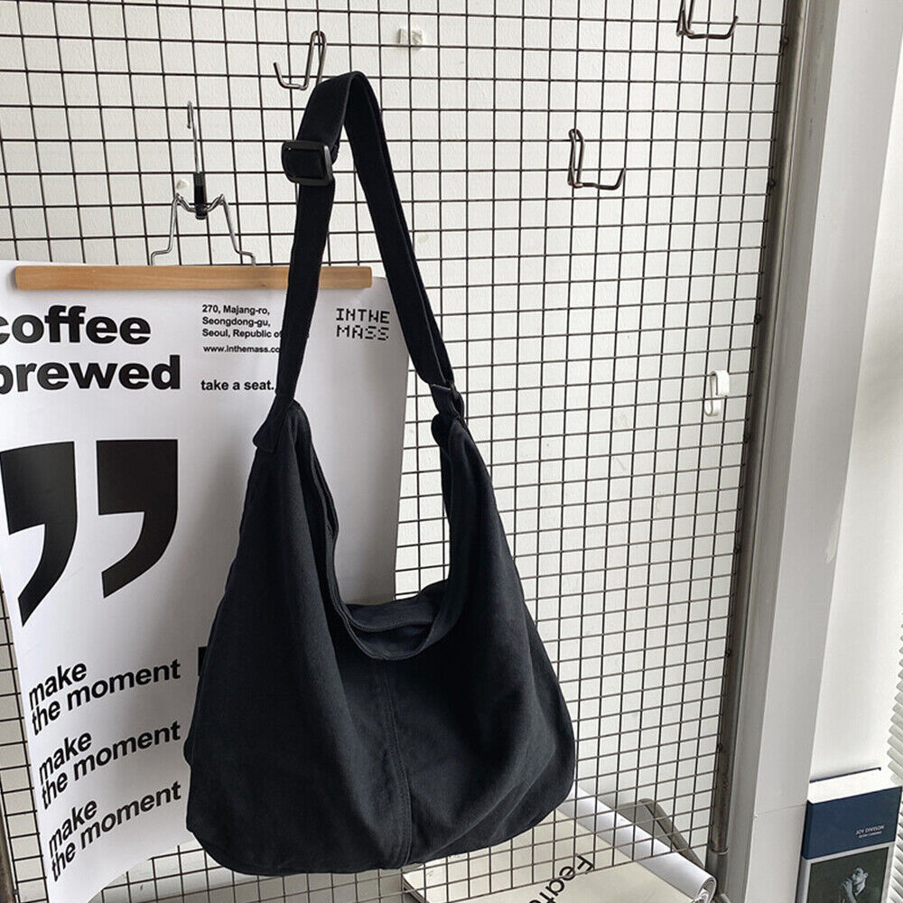 Oversize crossbody taška z bavlněného plátna pro ženy, taška na nákupy a do práce