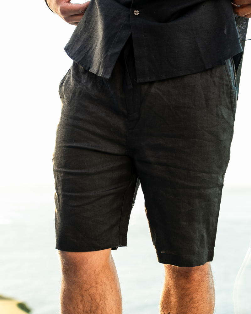 Shorts i linned med lige snit