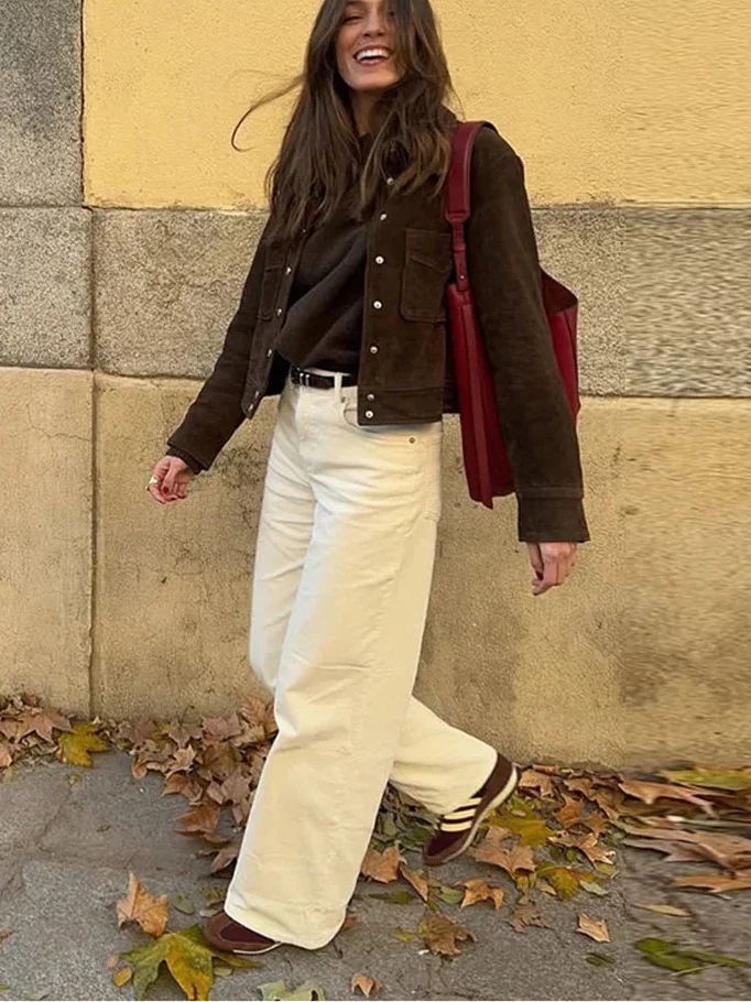 Femme Veste Casual Poches Boutons Style Élégant Confort Moderne Quotidien