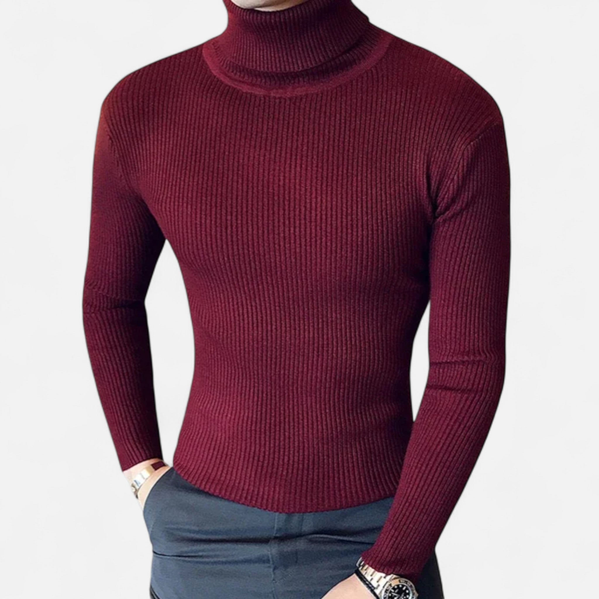 Velclairemode.com | Pull Col Roulé Homme à Manches Longues – Confort Structuré, Élégance Minimaliste