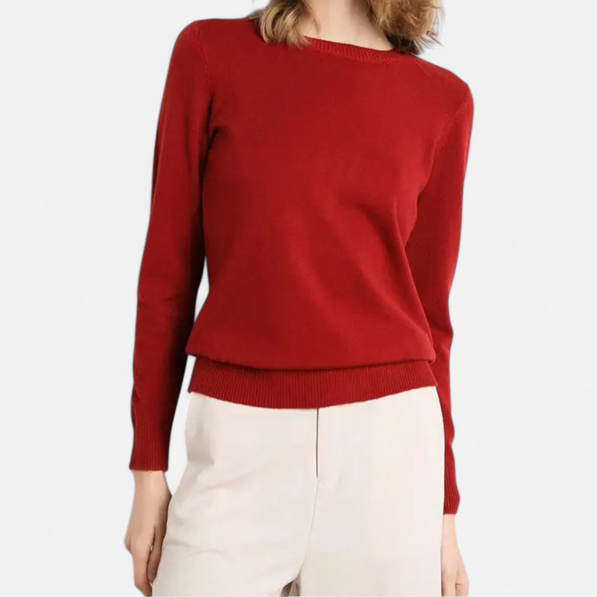 Velclairemode | Women's Merino Wool Crew Neck Sweater