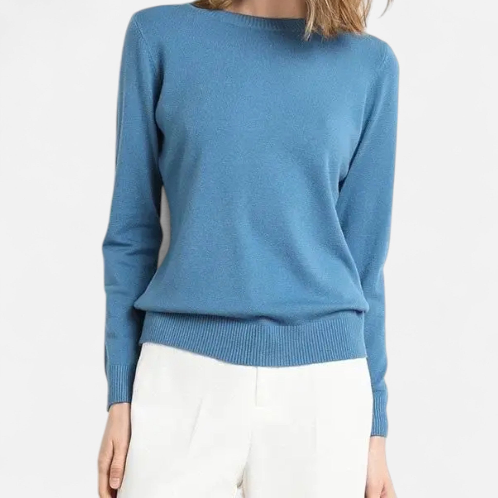 Velclairemode | Women's Merino Wool Crew Neck Sweater