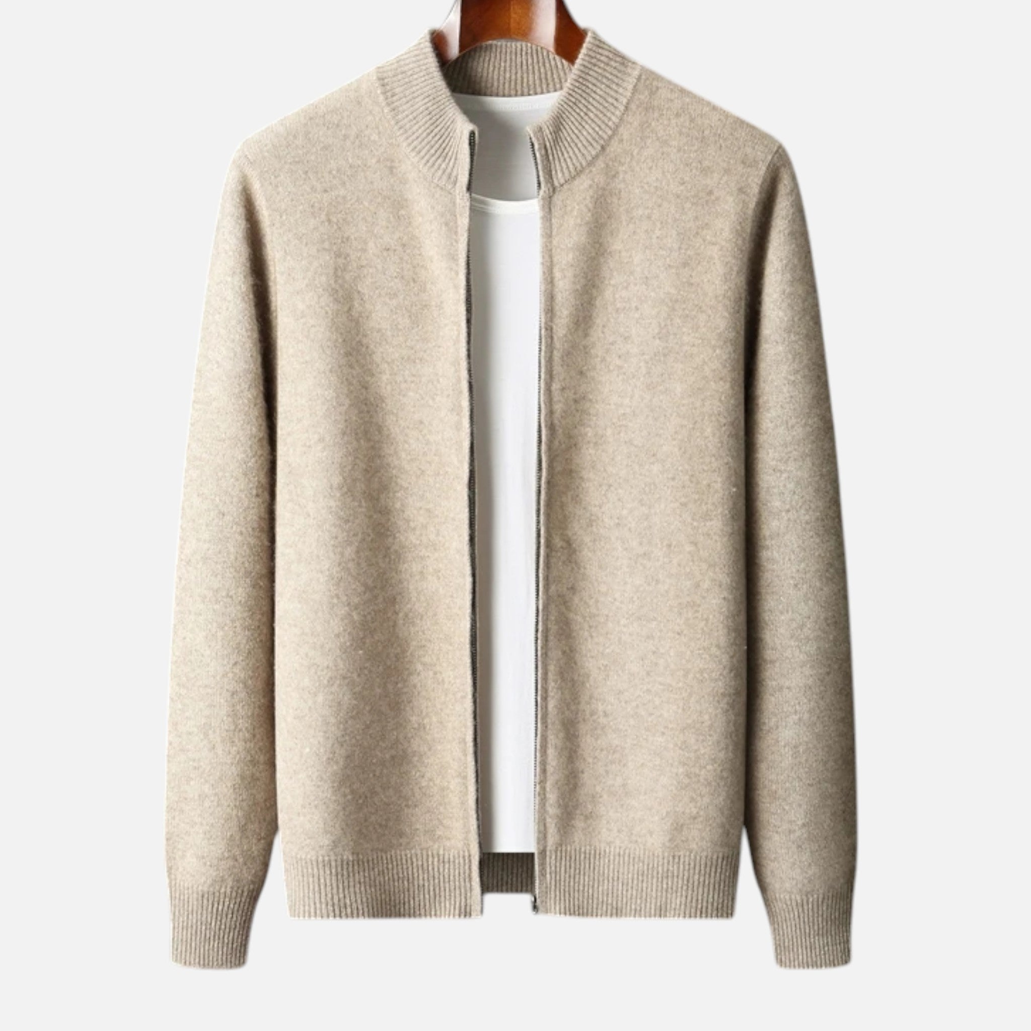 Velclairemode | Men's Merino Wool Cashmere Zip Cardigan