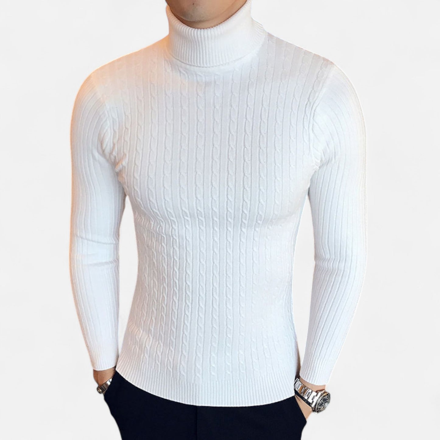 Velclairemode | Pull Col Roulé Homme Décontracté – Maille Laine Tricotée, Chaleur et Confort Assurés