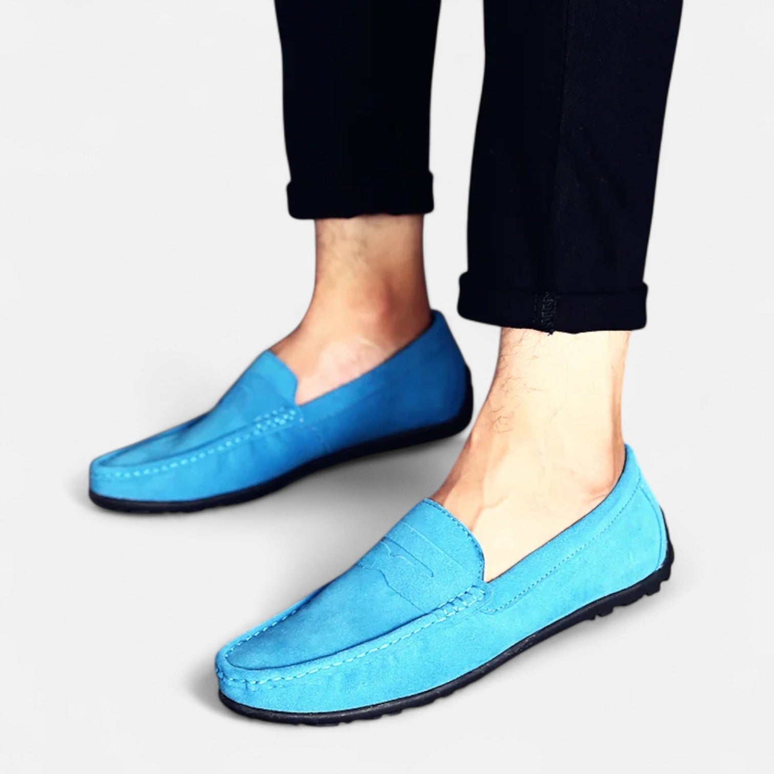Velclairemode| Men's Luxury Suede Loafers - Handmade, Elegant Slip-On Style