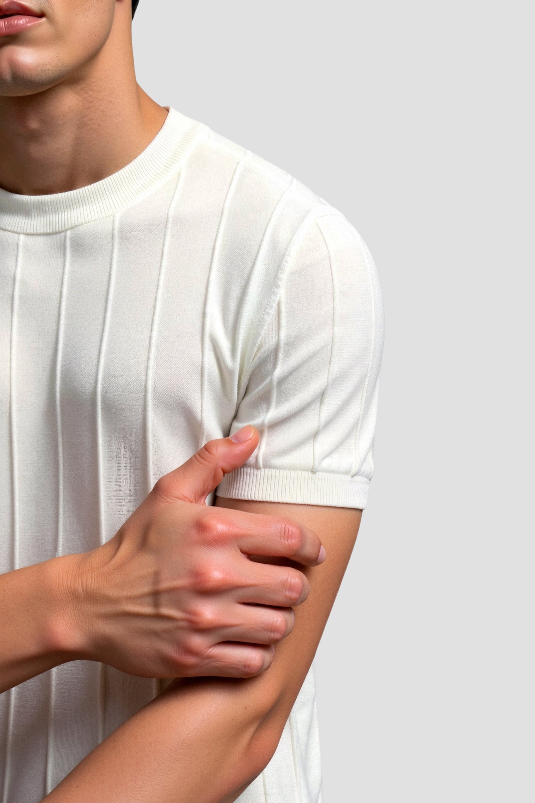 Camiseta de Malha com Gola Redonda e Mangas Curtas para Homem Corte Clássico