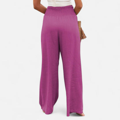 Velclairemode | Pantalon Femme Décontracté à Cordon – Taille Mi-Haute, Finition Usée Stylisée