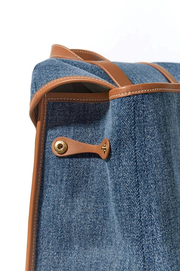 Sac à Dos de Voyage en Denim et Cuir avec Compartiment Ordinateur 16 Pouces