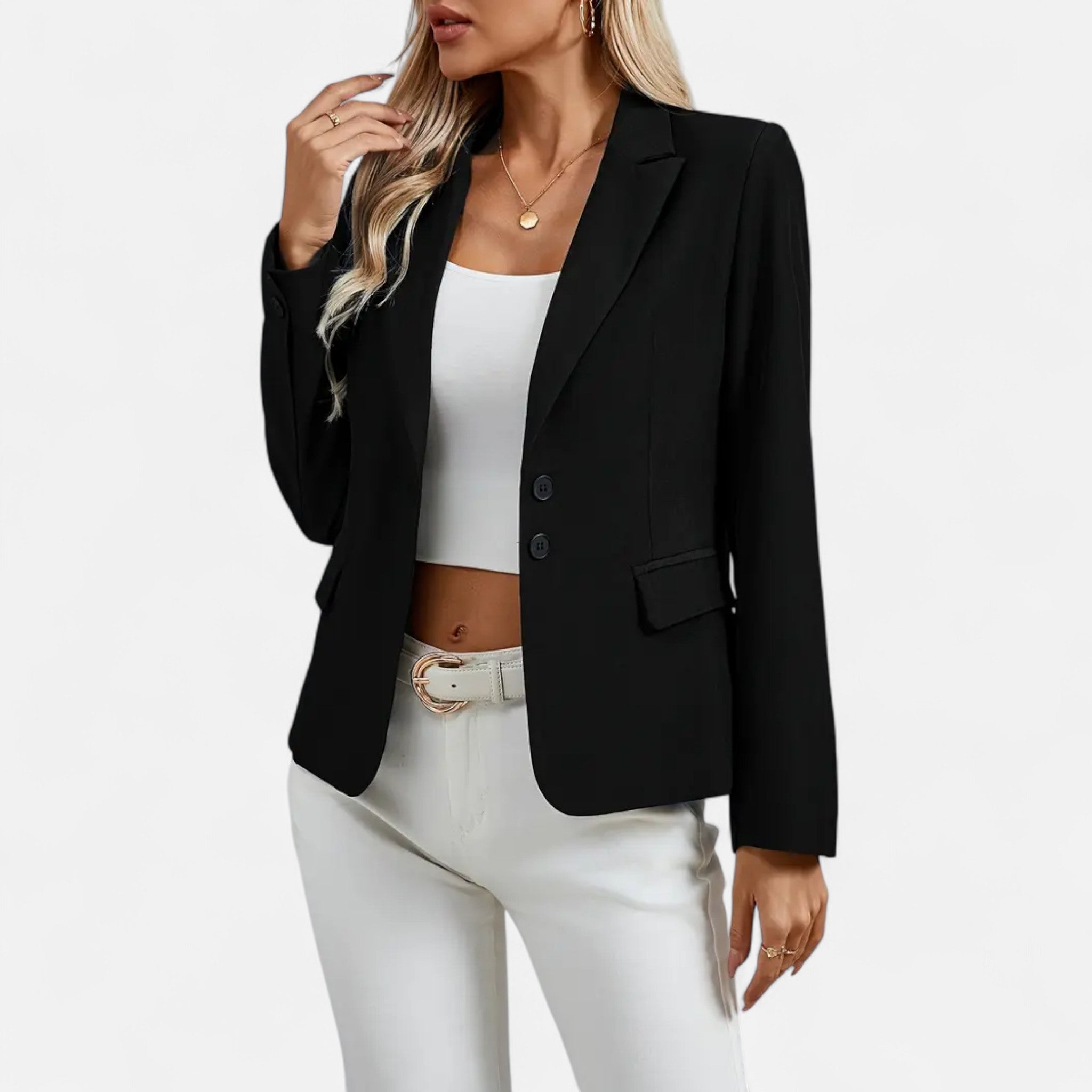 Velclairemode | Women's Elegant Buttoned Lapel Collar Blazer