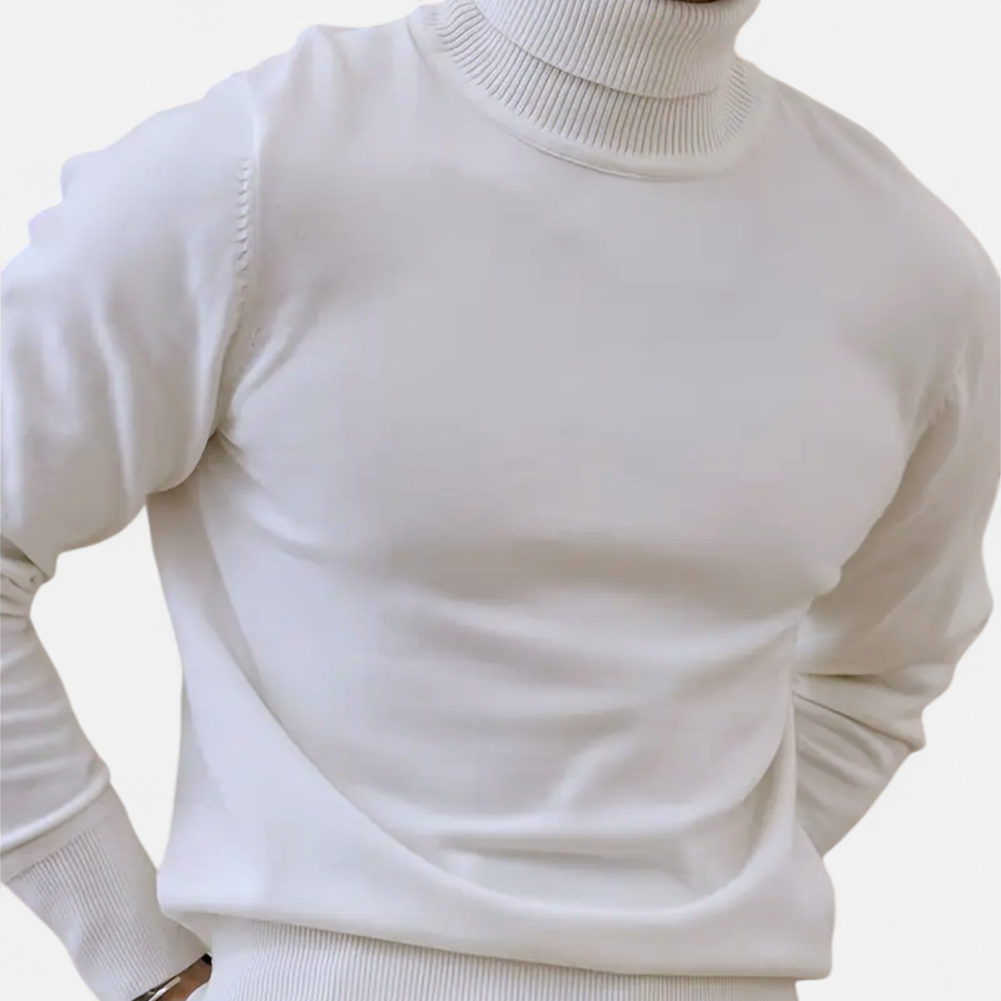 Velclairemode | Men's High Neck Solid Knit Sweater Fall-Winter