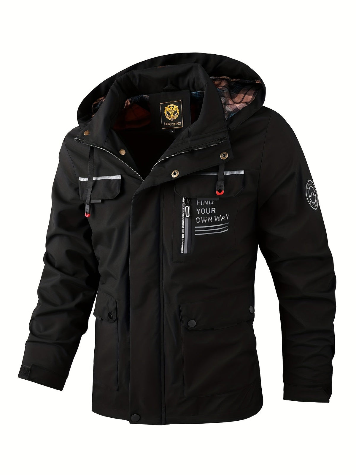 Hombre Chaqueta Impermeable Exterior Cortavientos Capucha Ajustable Cómoda