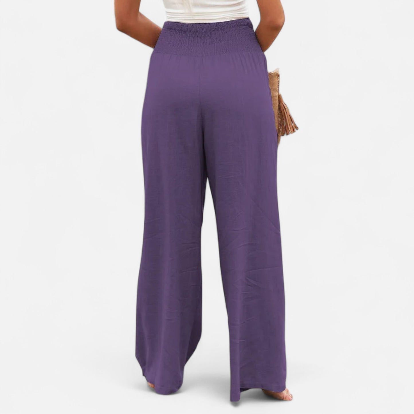 Velclairemode | Pantalon Femme Décontracté à Cordon – Taille Mi-Haute, Finition Usée Stylisée