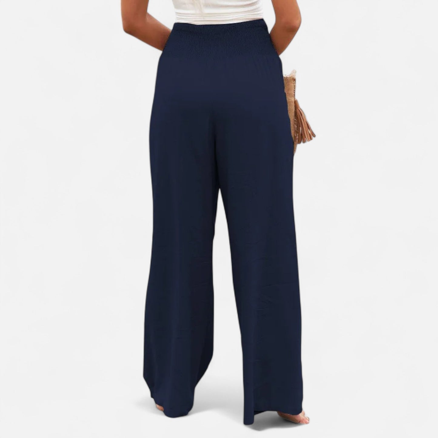 Velclairemode | Pantalon Femme Décontracté à Cordon – Taille Mi-Haute, Finition Usée Stylisée