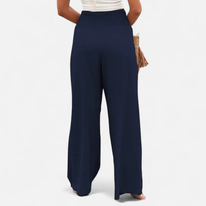 Velclairemode | Pantalon Femme Décontracté à Cordon – Taille Mi-Haute, Finition Usée Stylisée