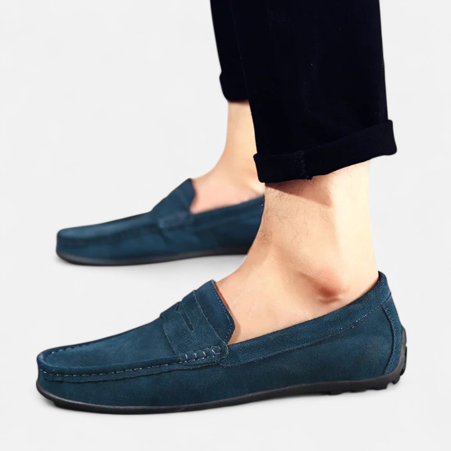 Velclairemode| Men's Luxury Suede Loafers - Handmade, Elegant Slip-On Style
