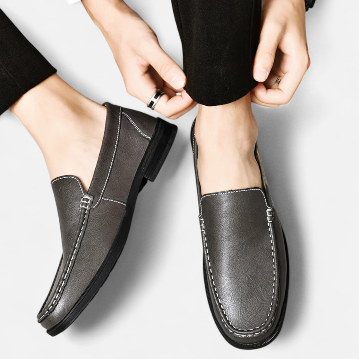 Velclairemode | Chaussures Homme en Cuir Véritable – Mocassins Formels à Enfiler, Élégance de Bureau