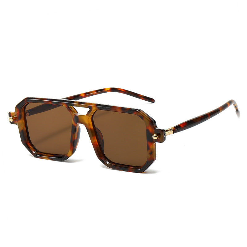 Unisex geometriske pilot-solbriller med UV-beskyttelsesglas