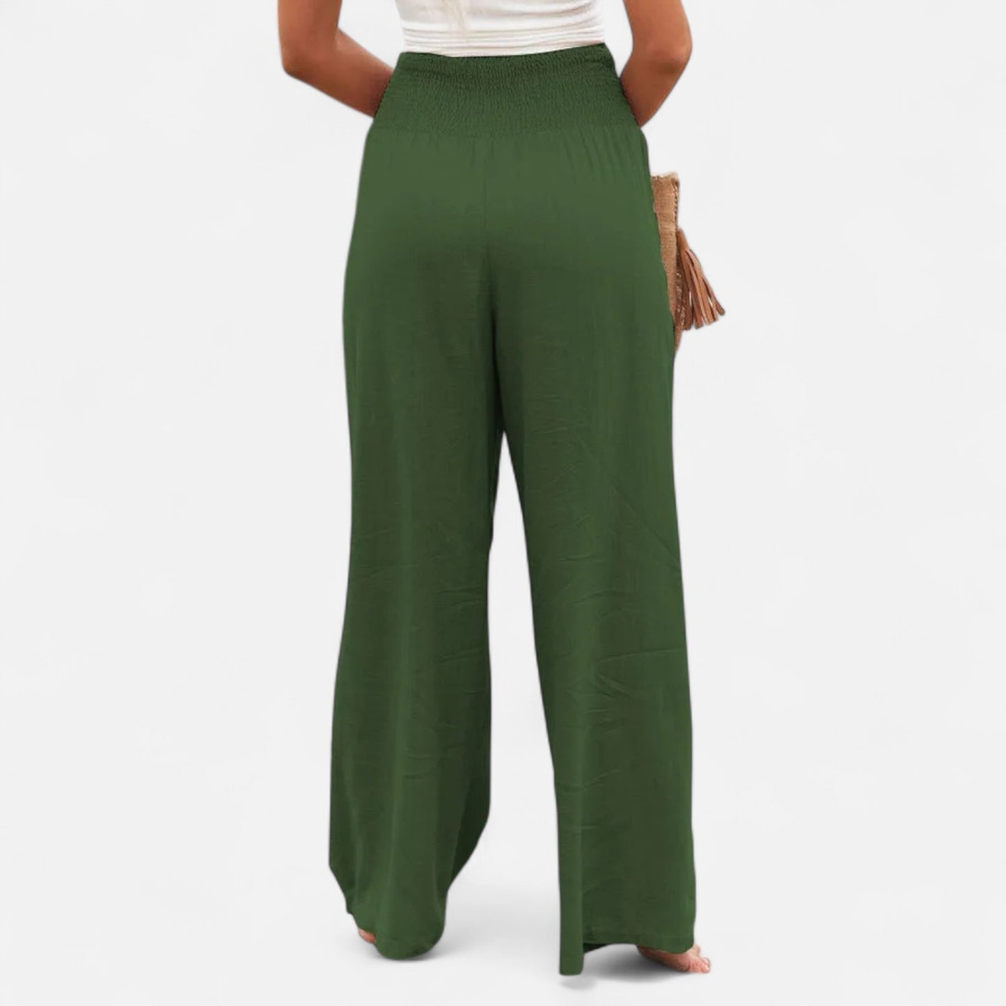 Velclairemode | Pantalon Femme Décontracté à Cordon – Taille Mi-Haute, Finition Usée Stylisée